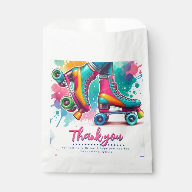 Cute Retro Roller Skate Birthday Party Favour Bag (Front)