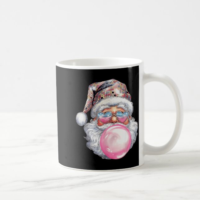 Cute Retro Santa Christmas Blowing Bubble Gum Vint Coffee Mug (Right)