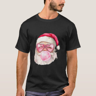 Cute Retro Santa Christmas Blowing Bubble Gum Vint T-Shirt