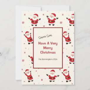 Cute Retro Santa Christmas Flat Holiday Card