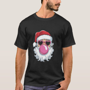 Cute Retro Santa Christmas Funny Santa Blowing Bub T-Shirt