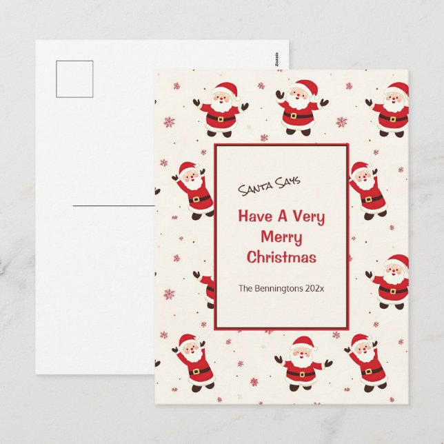 Cute Retro Santa Christmas Postcard (Front/Back)