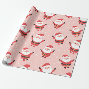 Cute Retro Santa Pink Christmas Wrapping Paper