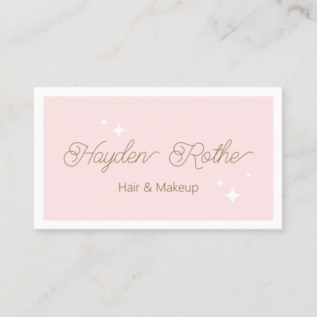 Cute Retro Script Pink Beauty  Business Card (Front)