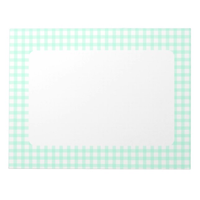 Cute Retro Sea Green Gingham Plaid pattern Notepad (Front)
