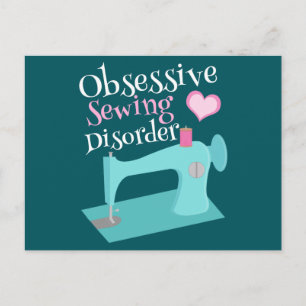 Cute Retro Sewing Machine Seamstress Postcard