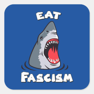 Cute Retro Shark - Eat Fascism Anti-Fascist Square Sticker