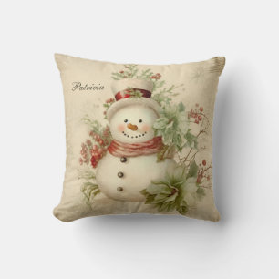 Cute Retro Snowman Christmas Cushion