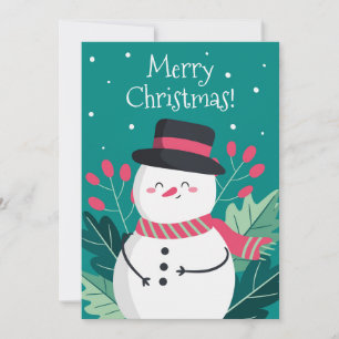 Cute Retro Snowman Merry Christmas  Holiday Card