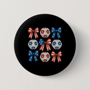 Cute Retro Soccer Girl Coquette Bow For Women Mom 6 Cm Round Badge