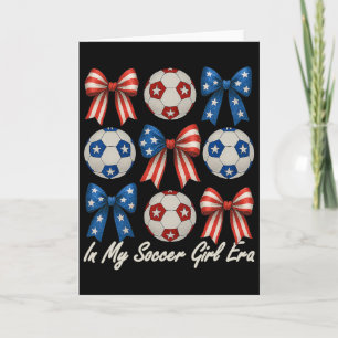 Cute Retro Soccer Girl Coquette Bow For Women Mom  Card