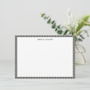 Cute Retro Soft Black Gingham Plaid Personalized Card