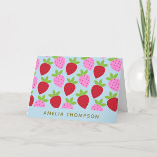 Cute Retro Strawberry Fruit Pattern Personalised Card