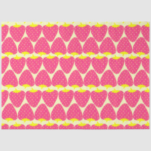 Cute Retro Strawberry Pattern in Bright Pink Tissue Paper
