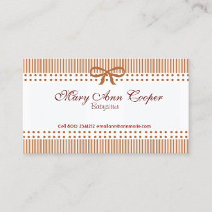 Cute Retro Striped Pattern Bow Tie Red Business Card