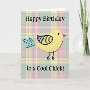 Cute Retro Style Cool Chick Birthday Card
