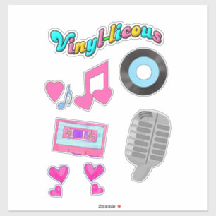 Cute Retro Style Music Cartoon Fun Design Set