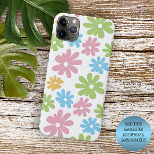 Cute Retro Summery Colours Flower Art Pattern iPhone 13 Pro Max Case