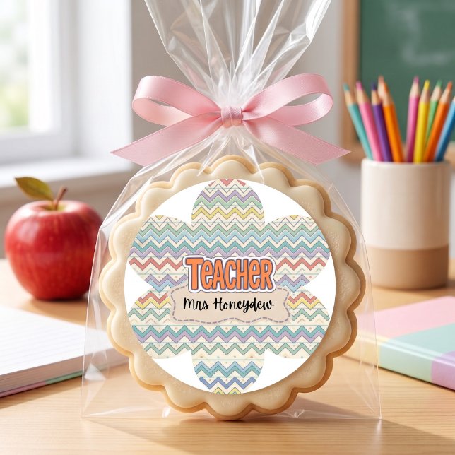  Cute Retro Teacher Appreciation Pattern  Classic Round Sticker (Creator Uploaded)