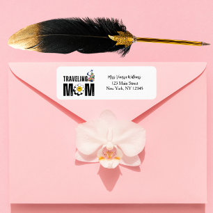 Cute Retro Travelling Mum Flower,Fun Travel,Custom Return Address Label