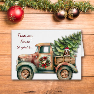 Cute Retro Truck Basset Hound Christmas