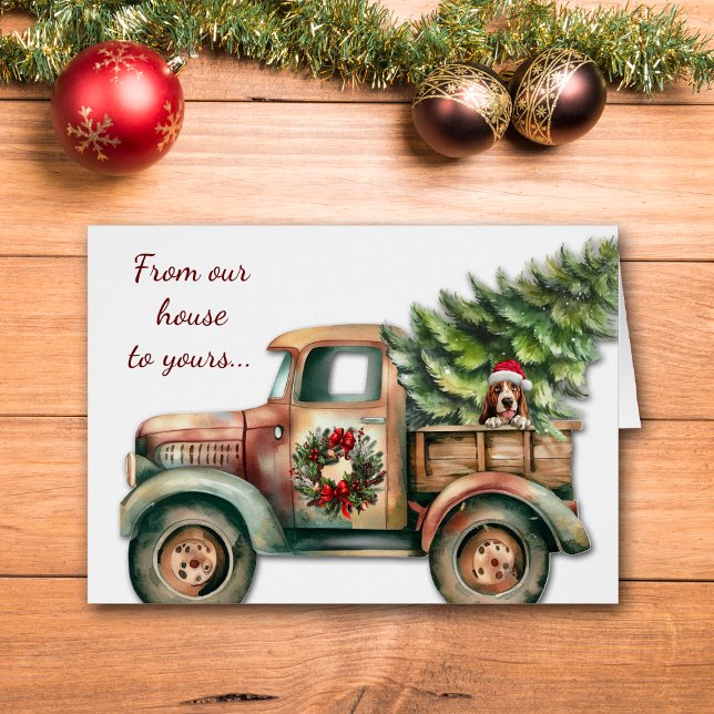 Cute Retro Truck Basset Hound Christmas (Creator Uploaded)
