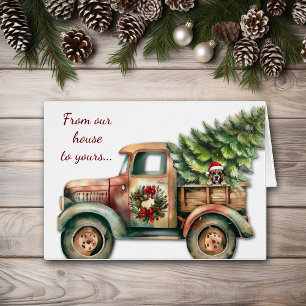 Cute Retro Truck Boxer Dog Christmas