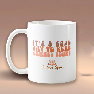 Cute Retro Typography Read Banned Books Coffee Mug