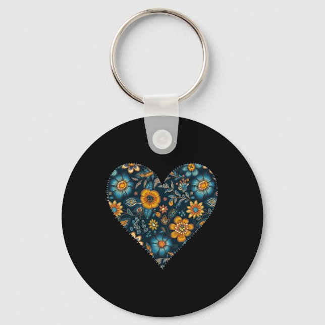 Cute Retro Ukrainian Style Floral Pattern Ukraine  Key Ring (Front)