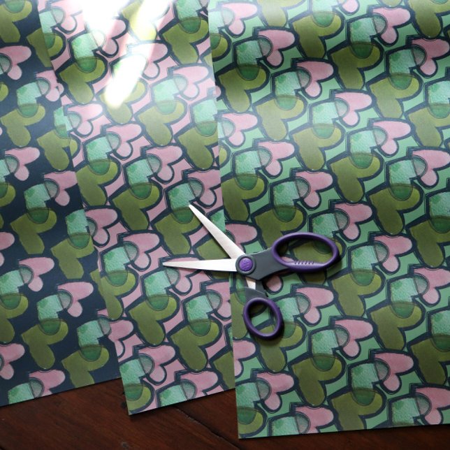 Cute Retro Valentine's Day Hearts Valentine        Wrapping Paper Sheet (Creator Uploaded)