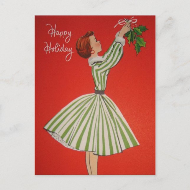 Cute retro vintage Christmas lady Holiday (Front)