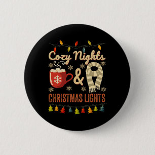 Cute Retro Vintage Cosy Nights And Christmas Light 6 Cm Round Badge