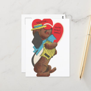 Cute retro vintage dog Valentine Postcard