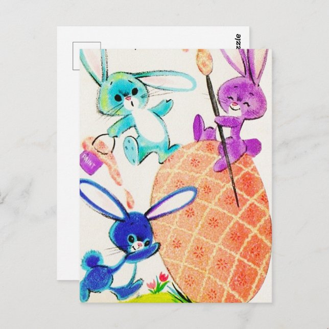 cute retro vintage Easter bunnies  Postcard (Front/Back)