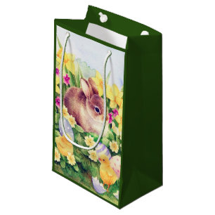 Cute retro vintage Easter bunny Holiday Small Gift Bag