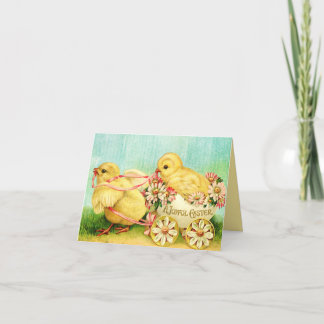 cute retro vintage easter chick card