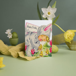 Cute retro vintage Easter child Holiday
