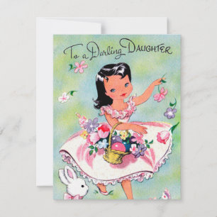 Cute retro vintage Easter Daughter add message Holiday Card