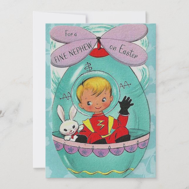Cute retro vintage Easter Nephew add message card (Front)