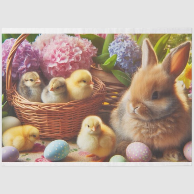 Cute Retro Vintage Easter Rabbit Tissue Paper (Front)