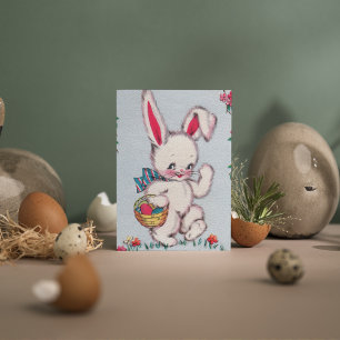 Cute retro vintage Esater bunny add message card