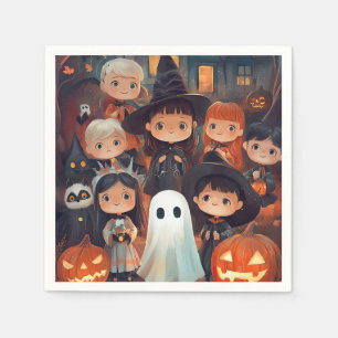Cute Retro Vintage Halloween Kids Ghost Pumpkin  Napkin
