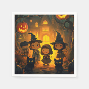 Cute Retro Vintage Halloween Kids Ghost Pumpkin  Napkin