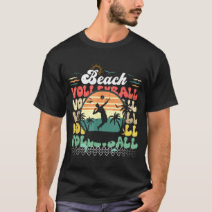 Cute retro vintage hawaii beach volleyball sunset T-Shirt