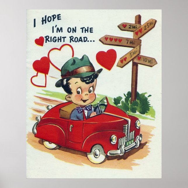 Cute retro vintage Valentine Holiday poster (Front)