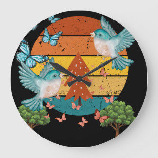 Cute Retro Wall Clock Colourful Vintage Art
