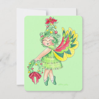 Cute Retro Watercolor Illustration Holiday Card 