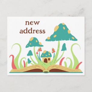 Cute Retro Whimsical Colourful We Have Moved Postcard