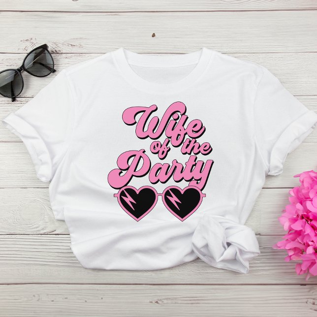 Cute Retro Wife Of The Party Bachelorette T-Shirt (Celebrate the bride-to-be in fun and style at her bachelorette party)