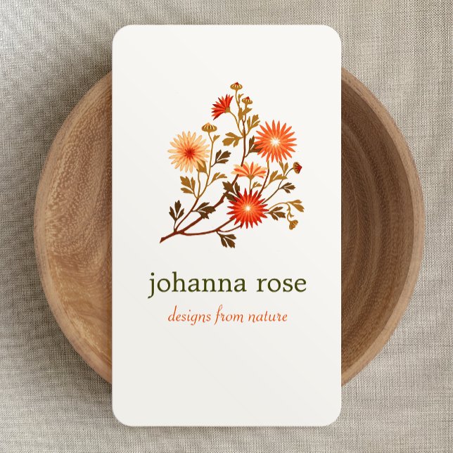 Cute Retro Wildflowers Floral Business Card (Creator Uploaded)